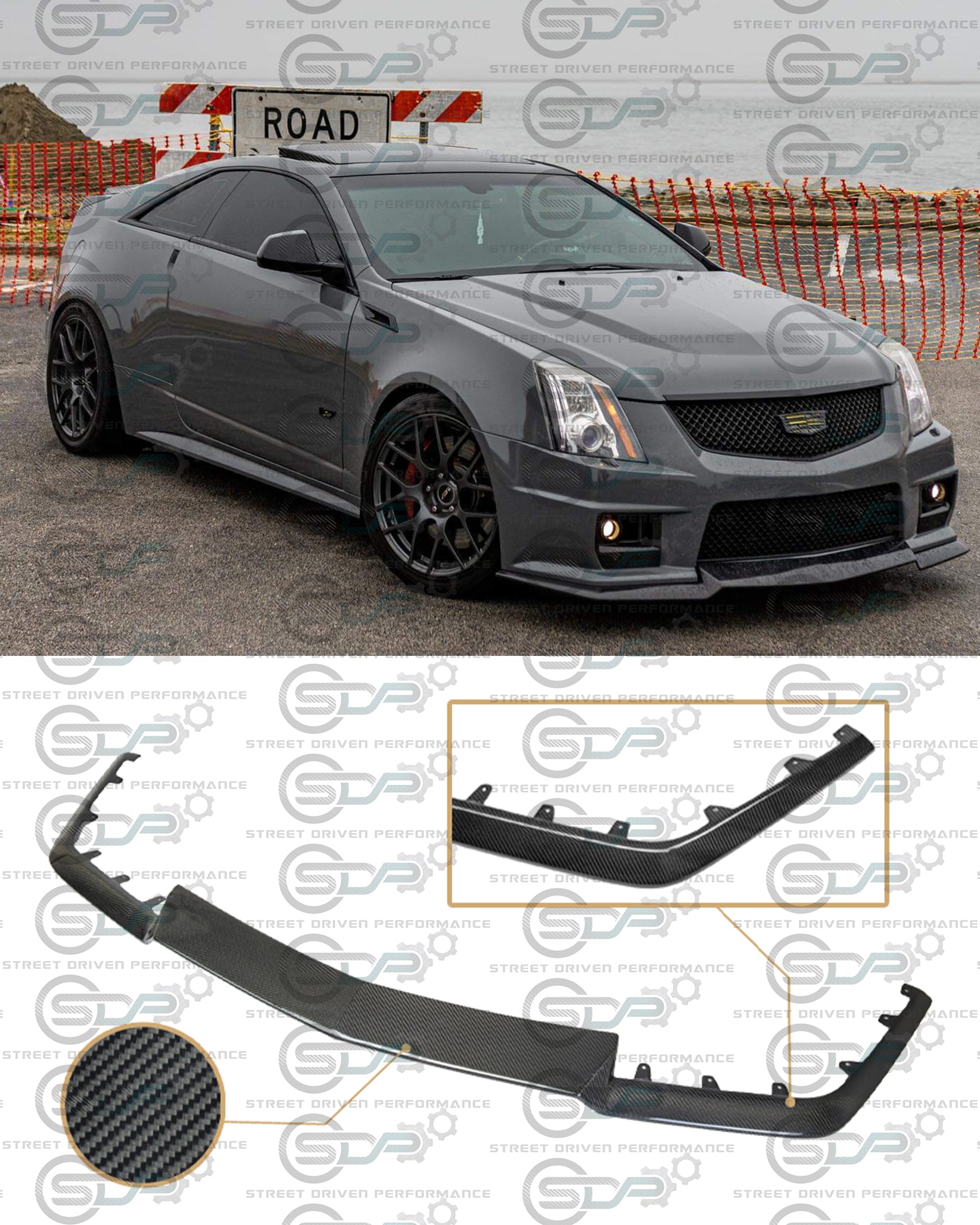 2009-2015 CTS-V V2 - Carbon Fiber "V3 style" front lip splitter ground effects